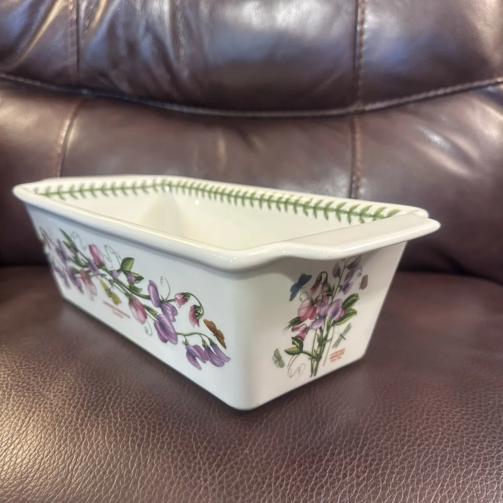 Portmeirion Botanic Garden Porcelain Meatloaf Dish 12 x 5.5” Sweet Pea